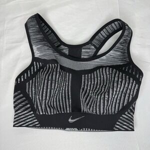 Nike FE/NOM Flyknit High Support Non Padded Black Sports Bra Women's Small Gym